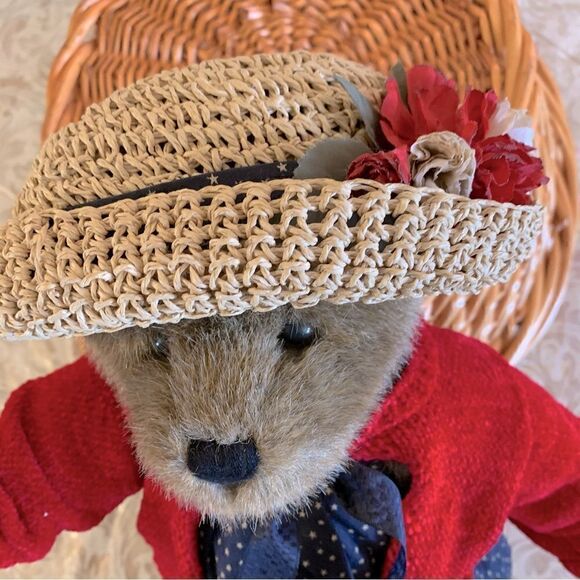 Boyd’s Bear ‘archive series’ Flower Straw Hat Red Sweater (head arms legs move) - Picture 6 of 9